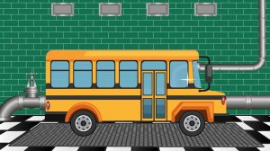 Автомойка для детей.  Моем Автобус и Едем в школу -  Детский стишок про машинки