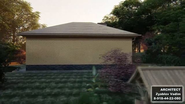 Одноэтажный дом 11 на 12 с двумя полукруглыми эркерами 104м2 смотреть онлайн