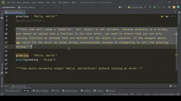 "TypeError: str object is not callable"