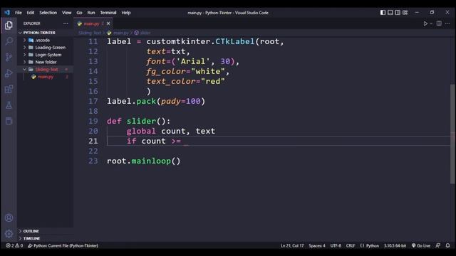 Sliding Text Animation with Python CustomTkinter смотреть онлайн