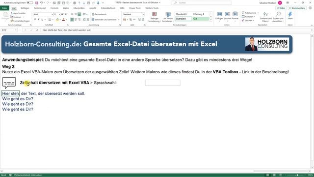 #075 Gesamte Excel Datei übersetzen mit Excel VBA Makros oder Funktion Übersetzen - VBA Toolbox смотреть онлайн