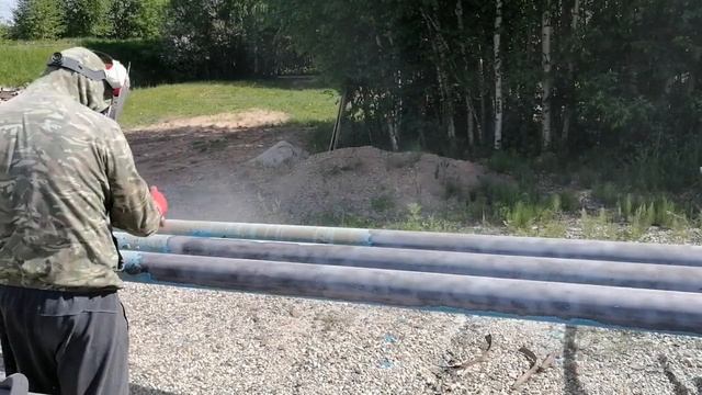 Пескоструйная очистка металлических регистров от масляных красок и ржавчины. смотреть онлайн