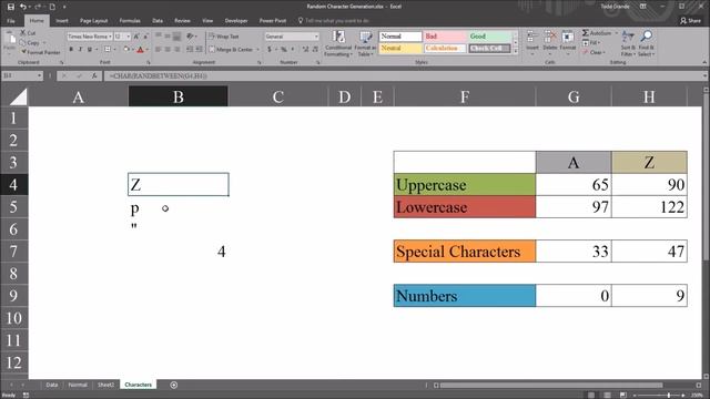 Generating Random Characters in Excel to Produce Passwords смотреть онлайн