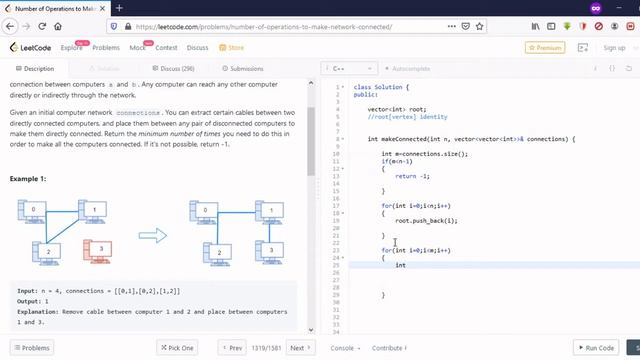 Number of Operations to Make Network Connected #1319 | LeetCode | Union Find Algorithm смотреть онлайн