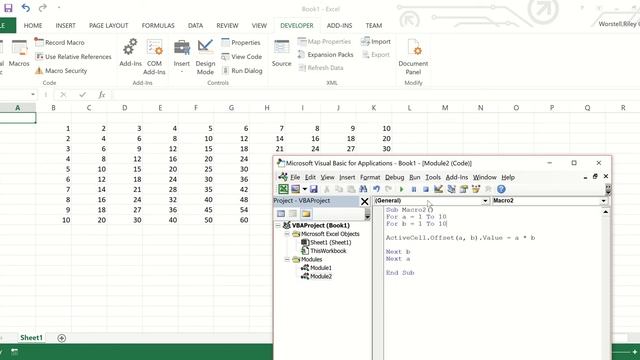Excel VBA Multiplication Table