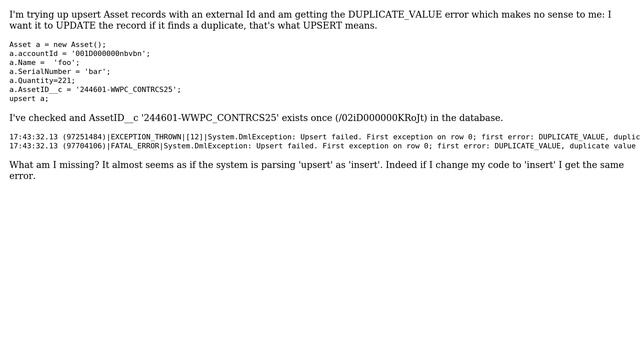 Salesforce: Upsert with External ID: DUPLICATE_VALUE Error смотреть онлайн