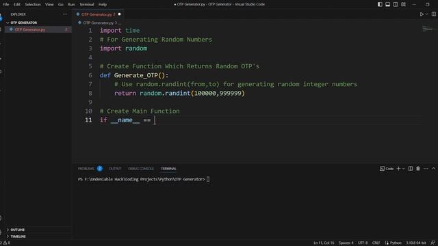 Create Simple OTP Generator Using Python | Python Project | Undeniable Hack смотреть онлайн