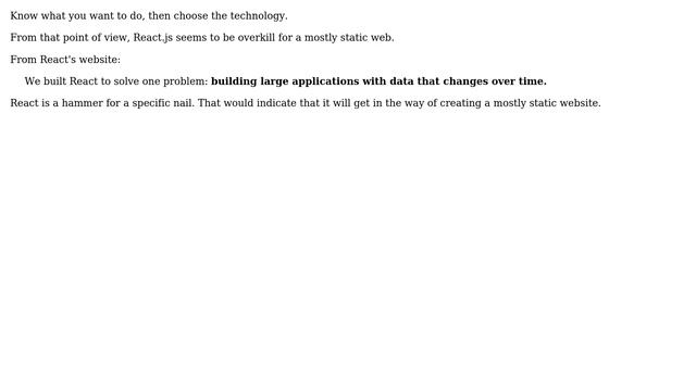 Software Engineering: Does react.js make sense for a static content-driven site? (3 Solutions!!) смотреть онлайн