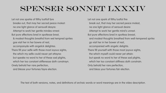 Poetry: Edmund Spenser Amoretti Sonnet 84 - Modernised English with Notes смотреть онлайн