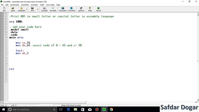 Print A to Z in assembly language | A to Z in Capital Latter and Small Letter using Loop - 26 смотреть онлайн