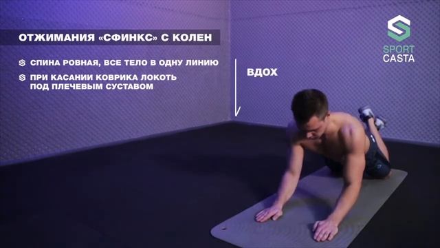 8. ОТЖИМАНИЯ "СФИНКС" С КОЛЕН. Упражнения Для Мышц Кора Трицепса в домашних условиях. смотреть онлайн
