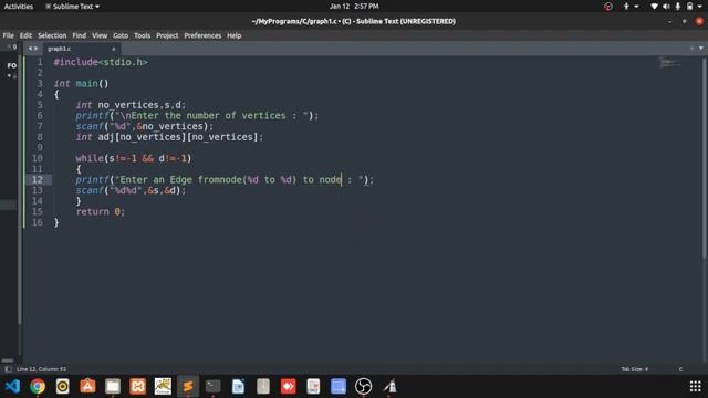Graph Implementation in C using Adjacency Matrix смотреть онлайн
