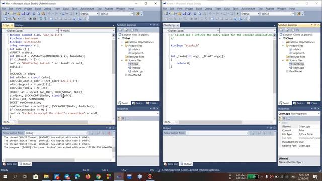 Running server and client Code in Visual Studio (C++) смотреть онлайн