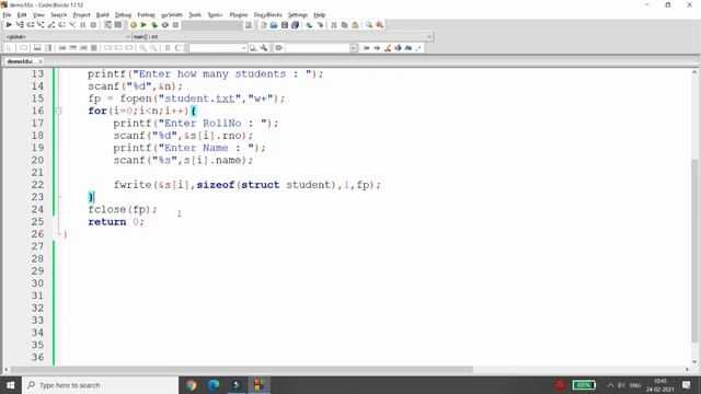 File Handling - Part-5 Reading Writing Structure with multiple records using fread() and fwrite() смотреть онлайн