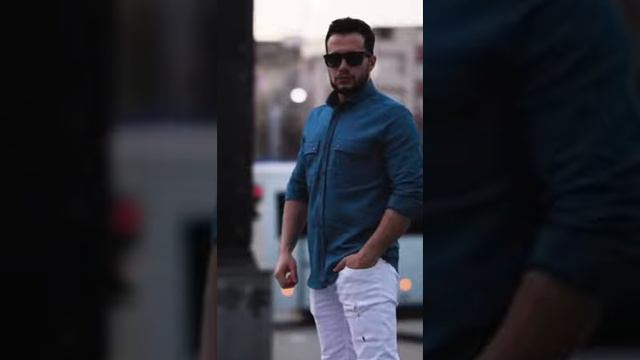 Мужская рубашка RUBASHKA под джинс с карманами на груди (52-214-502) синий M смотреть онлайн