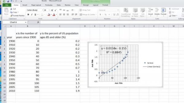 Exponential Regression in Excel 2010