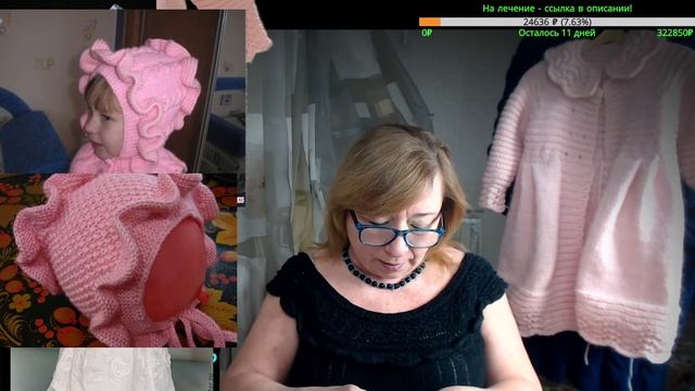 Как связать шапочку с рюшами к пальто для девочки. Попетельный МК. Алена Никифорова. смотреть онлайн