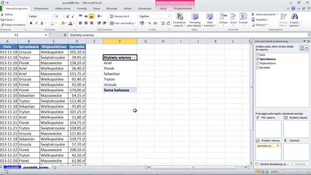 Excel - Tabela przestawna - jak wstawić i krótkie omówienie - porada #86 смотреть онлайн