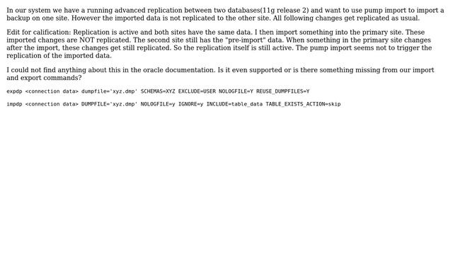 Databases: Oracle Data Pump Import with running advanced replication смотреть онлайн