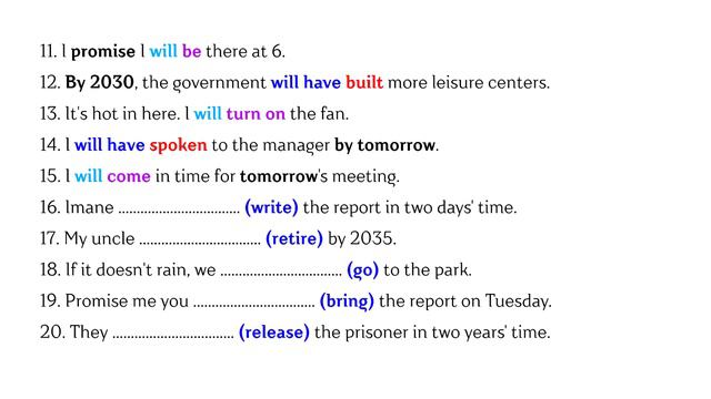 Future simple and future perfect exercises 2 Bac смотреть онлайн