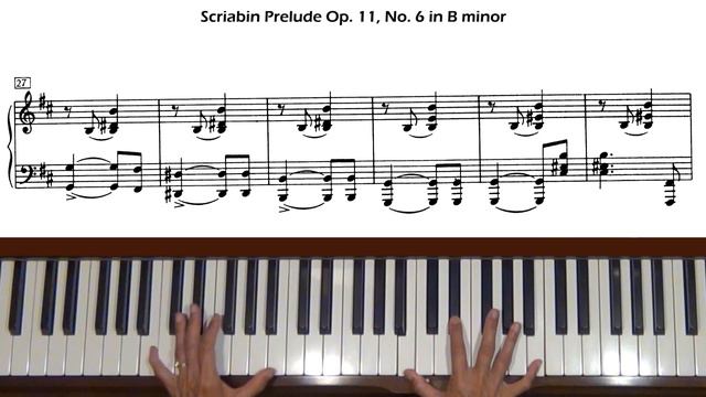 Scriabin Prelude Op.11, No. 6 in B minor Piano Tutorial смотреть онлайн
