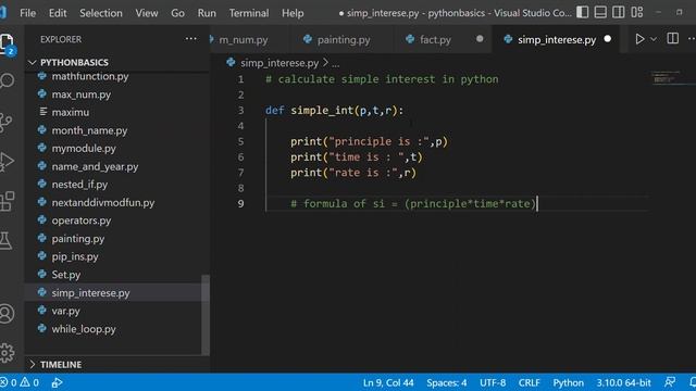 write a program in python to calculate simple interest | python for beginners смотреть онлайн
