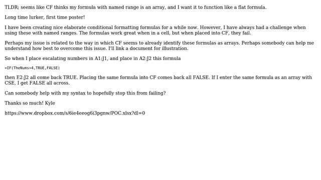 Excel - named range in a conditional formatting formula смотреть онлайн