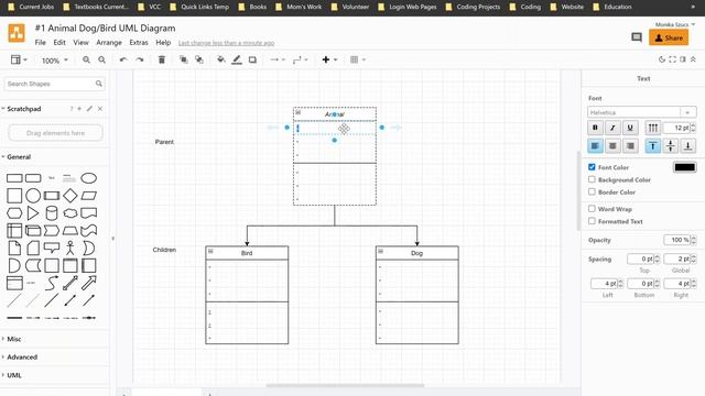 #1 Animal Dog/Bird UML Class Based Diagram (Instance Variables and Methods/Functions) смотреть онлайн