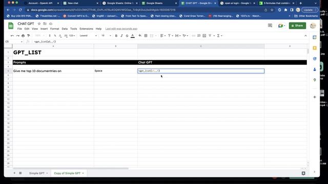 CHAT-GPT & Spreadsheets | GPT_LIST Function | #3 смотреть онлайн
