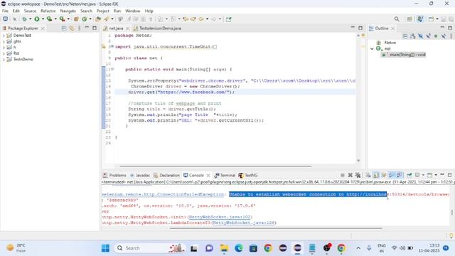 Unable to establish web socket connection to http || selenium java смотреть онлайн