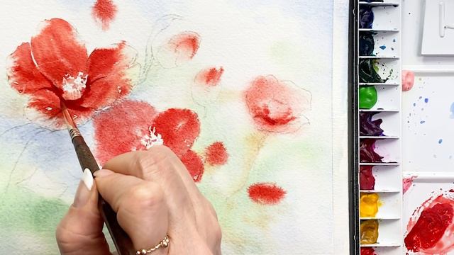Watercolor Painting - Camellia Flower-Wet on Wet and Wet on Dry- Tutorial Step by Step смотреть онлайн