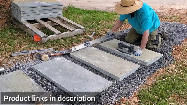 Natural Stone Pathway | Bluestone Steppers | Grabo Suction Tool | Hadler Mallet