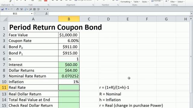 Excel Finance Class 91: Period (Holding) Nominal, Real & Dollar Returns For Coupon Bond смотреть онлайн