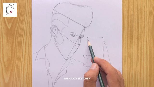 A Mask Boy with Selfiee Sketch for beginners | How to Draw a boy | Draw a Hair | The Crazy Sketcher смотреть онлайн