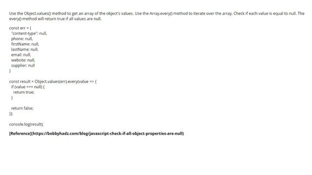 Checking if any values in object are not null (2 answers) смотреть онлайн