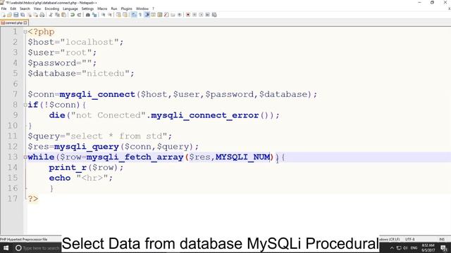 php tutorial in hindi part 50 Select Data from database MySQLi Procedural смотреть онлайн