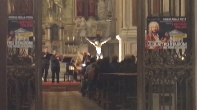 Beautiful Moment Of Violin Music With A String Ensemble In Venice Italy.