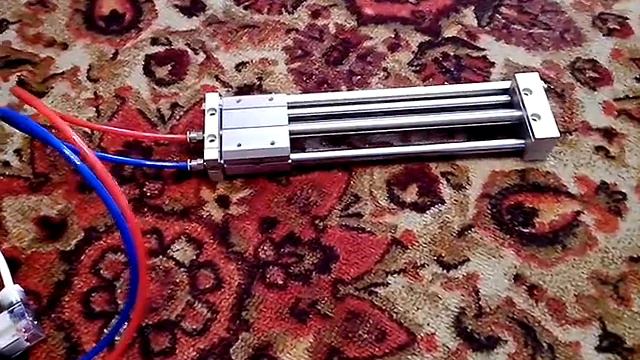 SMC pneumatic cilynder on rails with magnetic coupling смотреть онлайн