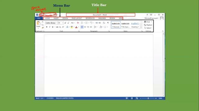 MS WORD-2013 ll Title bar ll Menubar ll Status bar ll standard toolbar ll Ribbon ll Scroll bar ll смотреть онлайн
