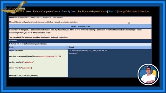 Learn Python MongoDB Complete Course |Step By Step| Create Collection |Ponnuri Gopie Krishna |Part- смотреть онлайн