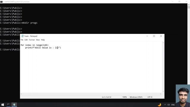 Write a Python Program to Print All ASCII Character With Their Values смотреть онлайн