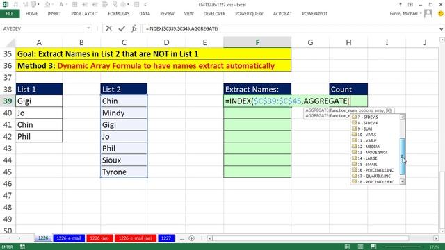 Excel Magic Trick 1226: Compare 2 Lists, Extract Items In List 2 That are NOT in List 1 (6 Examples смотреть онлайн