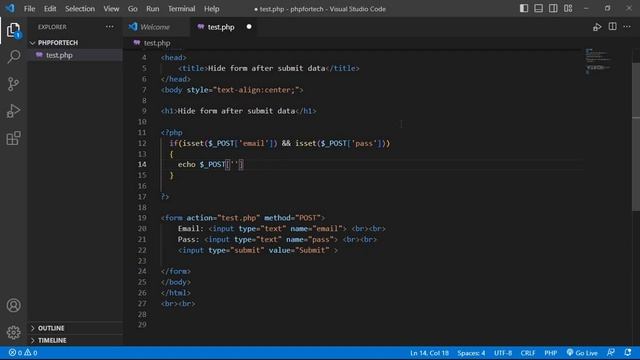 how to hide form after data submitted on same page using PHP || hide form after submit data in php смотреть онлайн