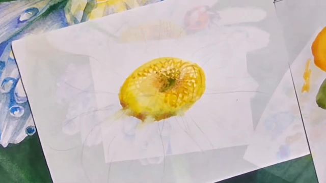 Капли на ромашке, акварель смотреть онлайн