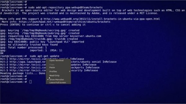 How to Install Brackets in Ubuntu 16