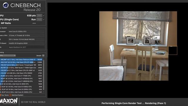 Apple MacBookAir 13" 2017 {Intel i5-5350U} - Cinebench R20 CPU-Test смотреть онлайн