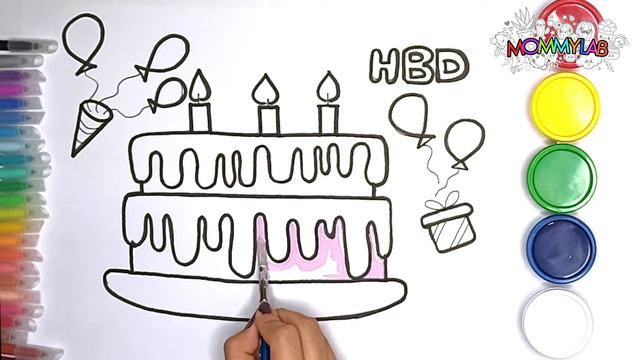 How to Draw a pink birthday Cake Easy and Cute смотреть онлайн