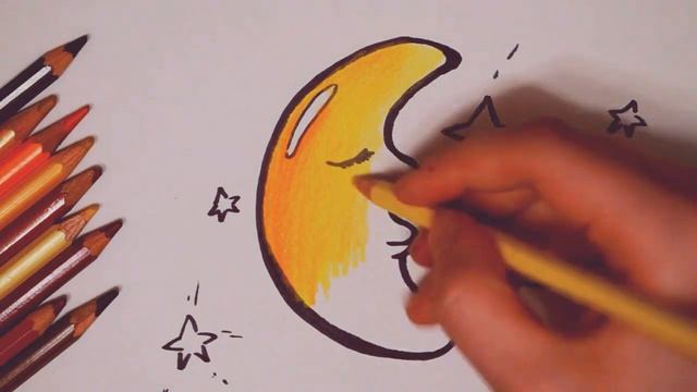 Как нарисовать месяц карандашами. How to Draw month - kawaii смотреть онлайн