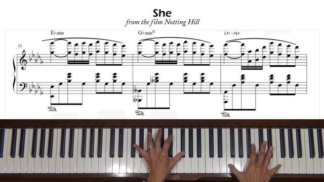 She from the film "Notting Hill" Piano Tutorial смотреть онлайн