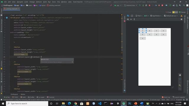 #32 Grid Layout in Android Studio Java смотреть онлайн